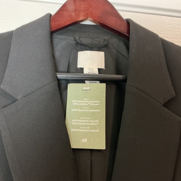 H&M Black Double Breasted Blazer Business Career Interview Jacket - Picture 2 of 7